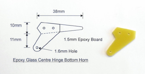 Bottom Mount Centre Hinge Epoxy Glass Control Horn 10mm