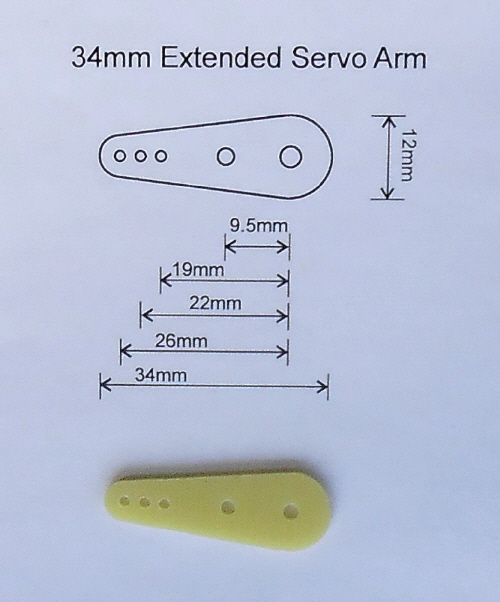 34mm Single Extended Servo Arm