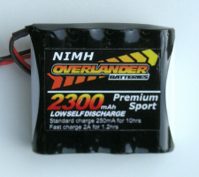 Overlander Premium Sport Nimh Battery Pack LSD AA 2300mah 4.8v Receiver Battery Flat
