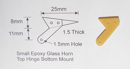 Small Bottom Mount Top Hinge Epoxy Glass Control Horn 8mm